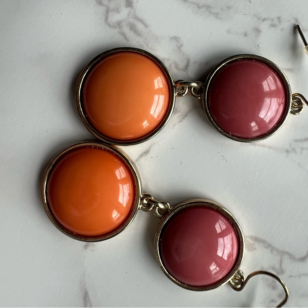 Elegant Orange and Pink Dangle Earrings